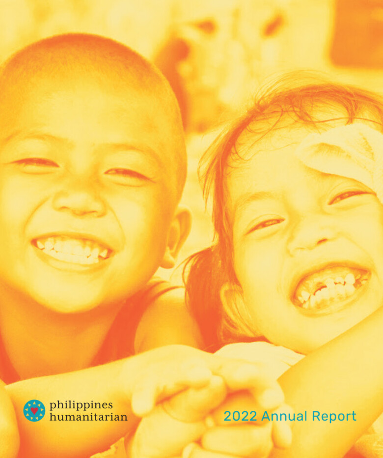 philippines humanitarian annual report cover of 2 kids that are sponsored