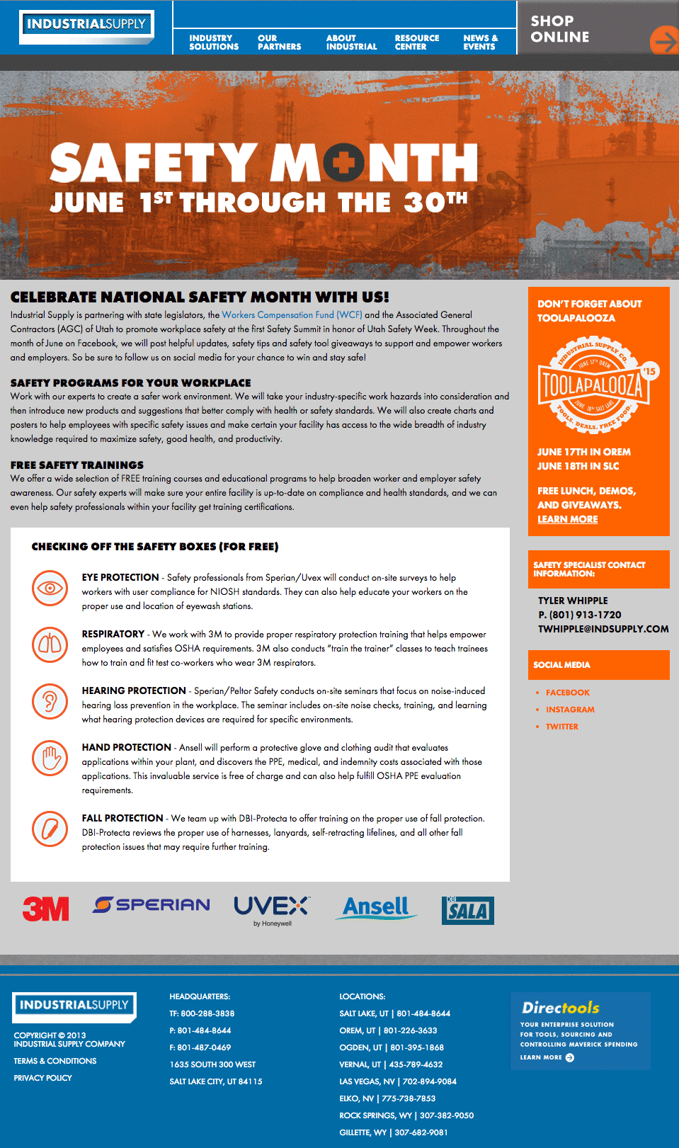 safety month landing page design and layout