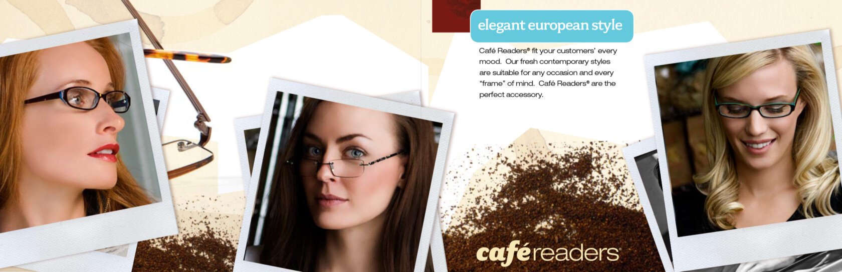 sales brochure showing different eye glass styles and products
