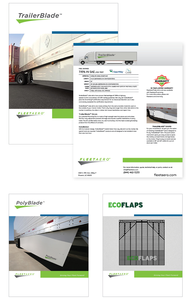sell sheet collateral front and back highlight product offerings