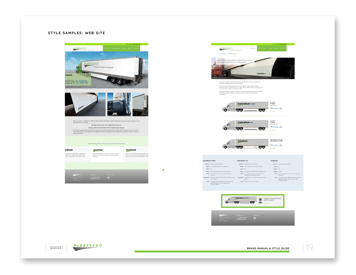 website design example, home page and second level product page